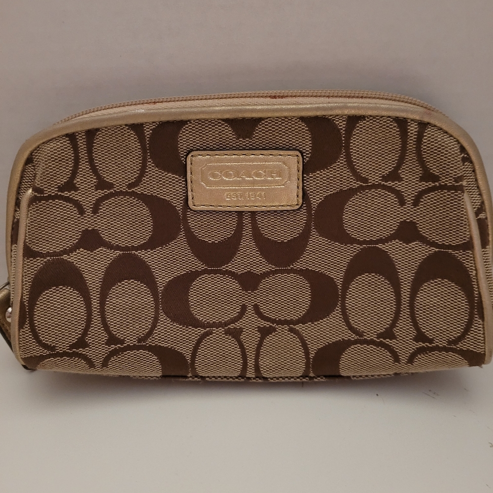 Coach Brown/Tan Cosmetic Bag